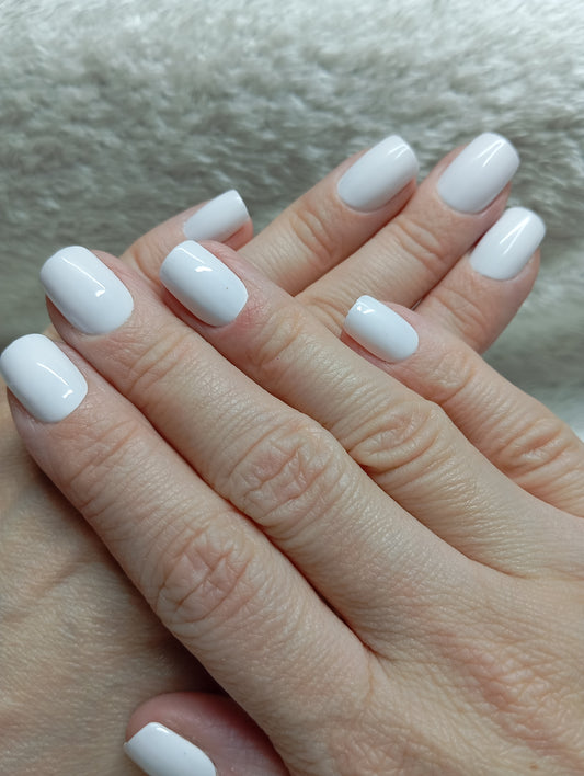 Press-on nails faites main Reims - Blanc Pur - Glowx Nails