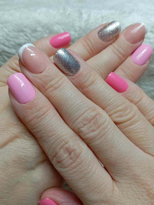 Press-on nails faites main Reims - Éclat Rosé - Glowx Nails
