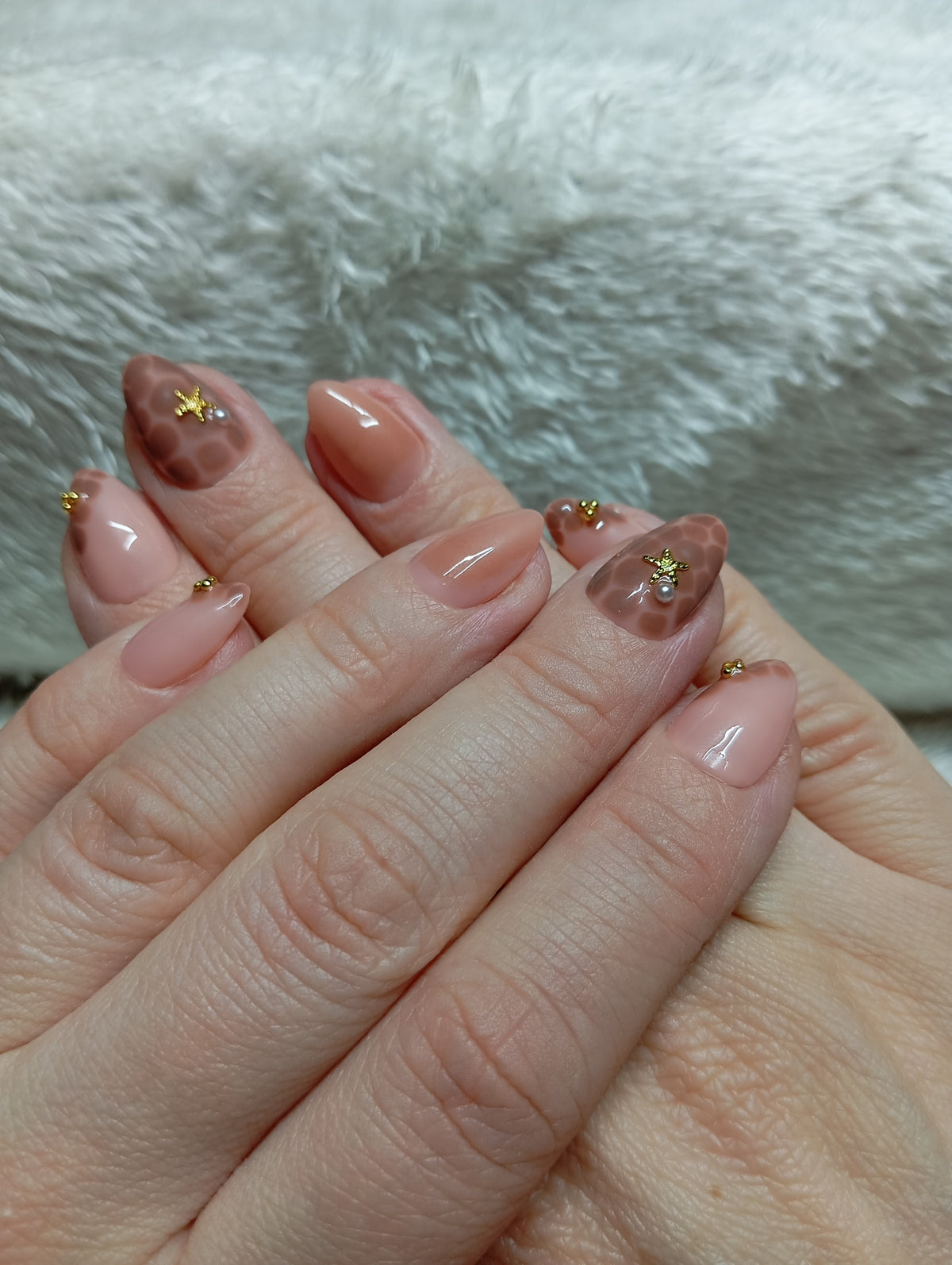 	Press-on nails faites main Reims - Étoile d'Ambre - Glowx Nails