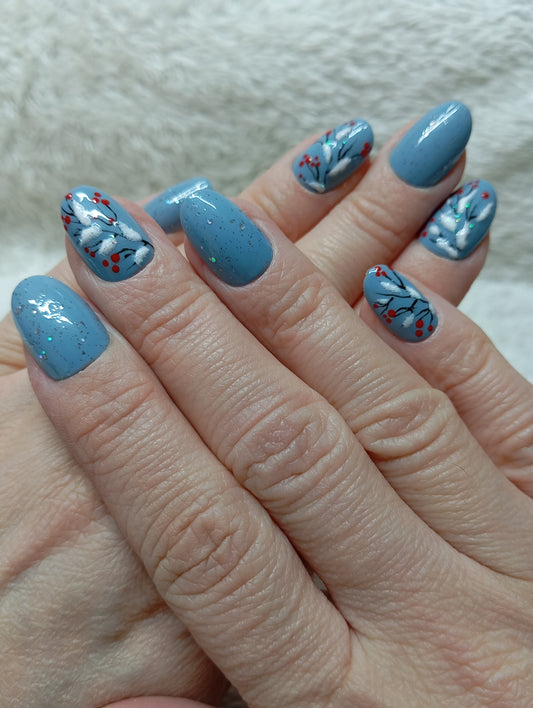Baies Givrées – Press-on nails bleu hiver