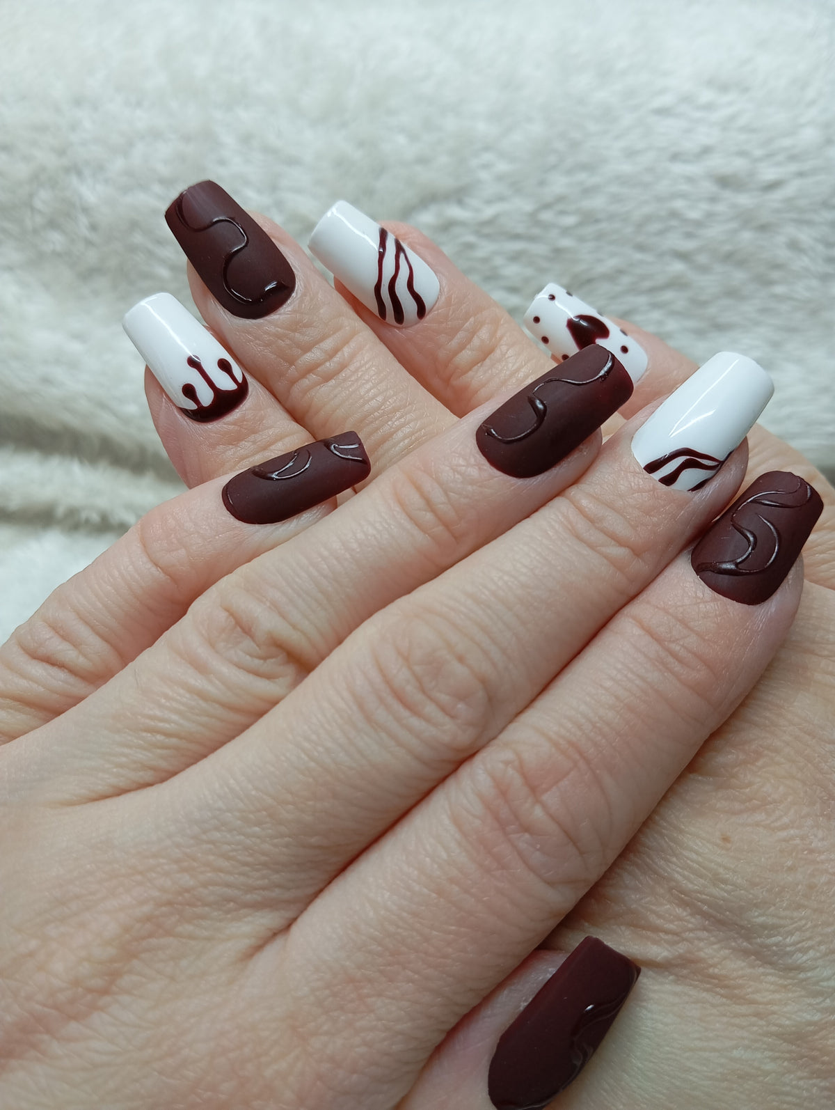 Set Choco Blanc, rayures, pois et cœur chocolat