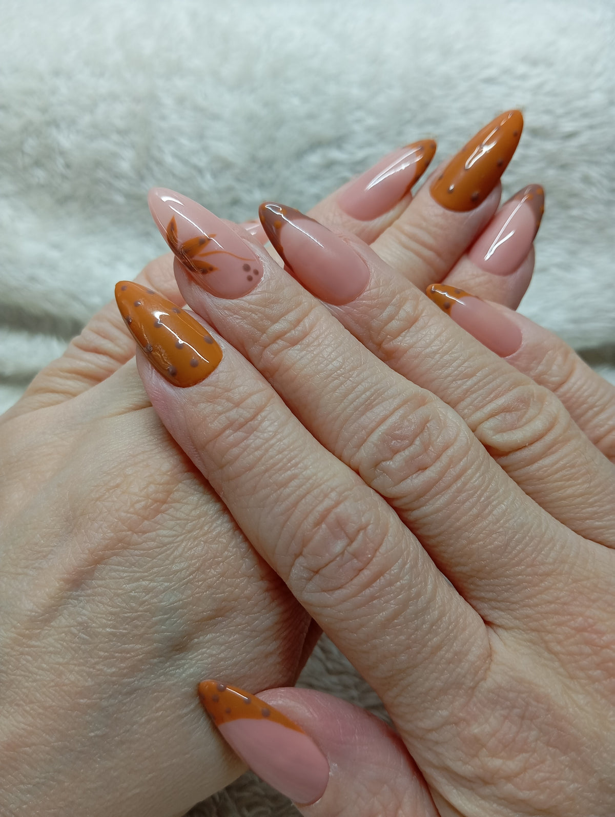 Set Feuilles d'Automne, french oblique caramel et chocolat